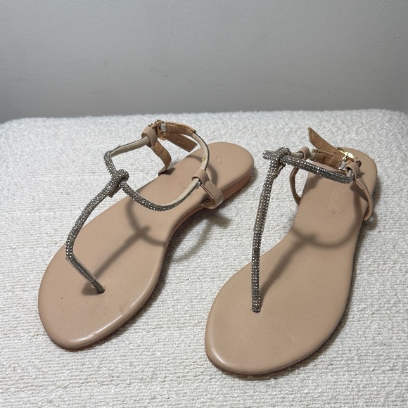 Elegant Beige Sandals with Rhinestone Straps size 37 - Picture 1 of 3